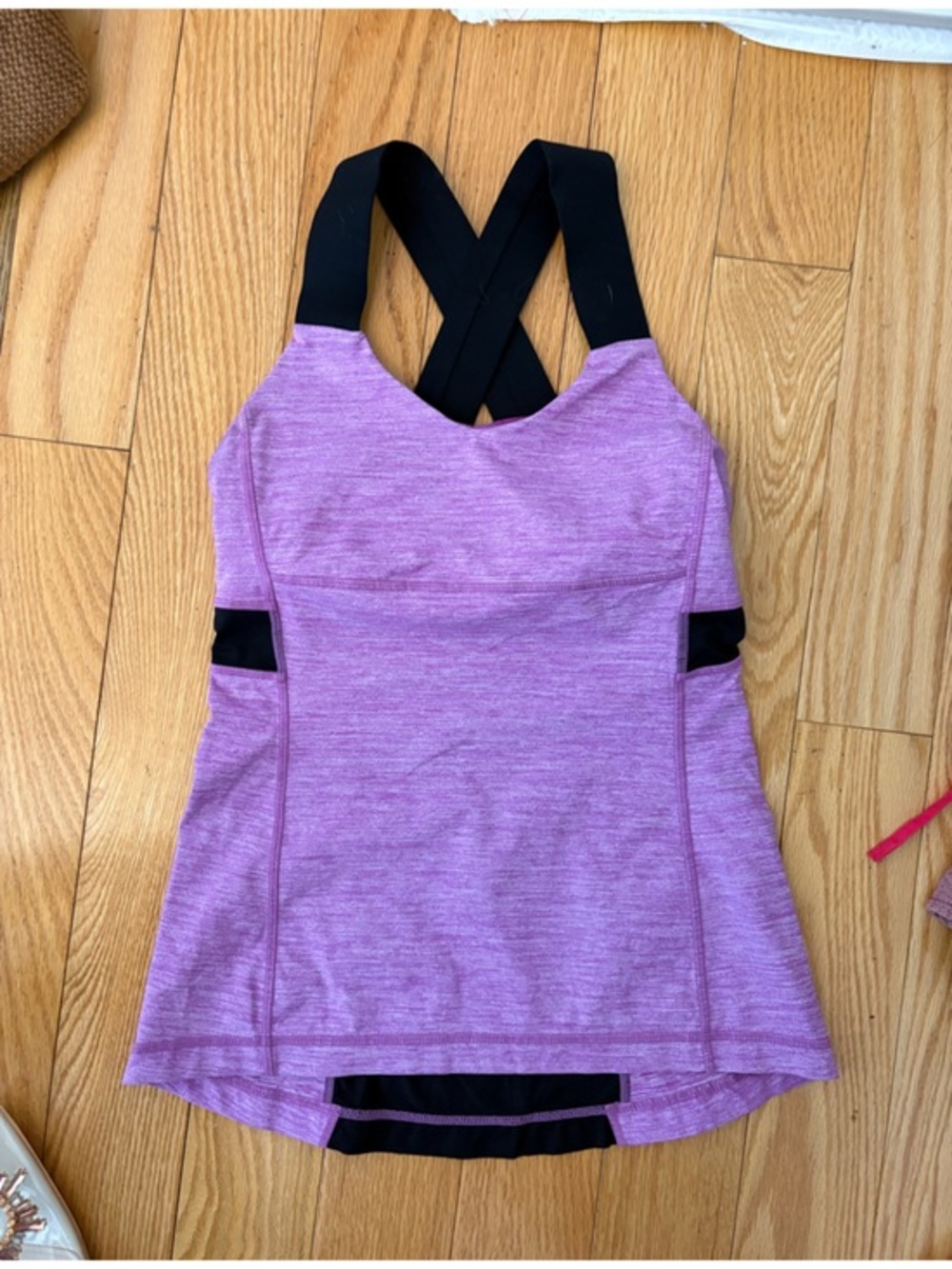 Lululemon Push Your Limits Tank Top Purple Heathered With Black Straps Size 4 - Picture 11 of 16